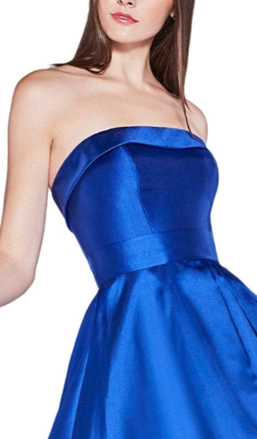 Cinderella Divine - 5277 Strapless Mikado High Low Hem Gown - detail view