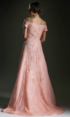 Cinderella Divine 5326 - Cold Shoulder Floral Lace Gown