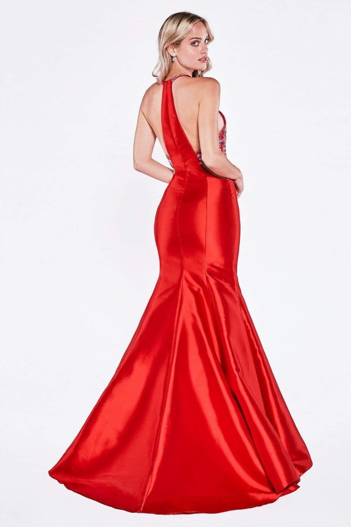 Cinderella Divine - 61894 Bead Embellished Halter Mermaid Gown