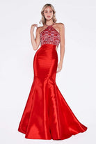 Cinderella Divine - 61894 Bead Embellished Halter Mermaid Gown - designer evening gown at Silhouette Dresses