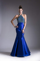 Cinderella Divine - 61894 Bead Embellished Halter Mermaid Gown - detail view