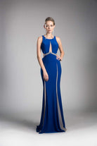 Cinderella Divine - 62806 Peaked Illusion Paneled Cutout Long Gown