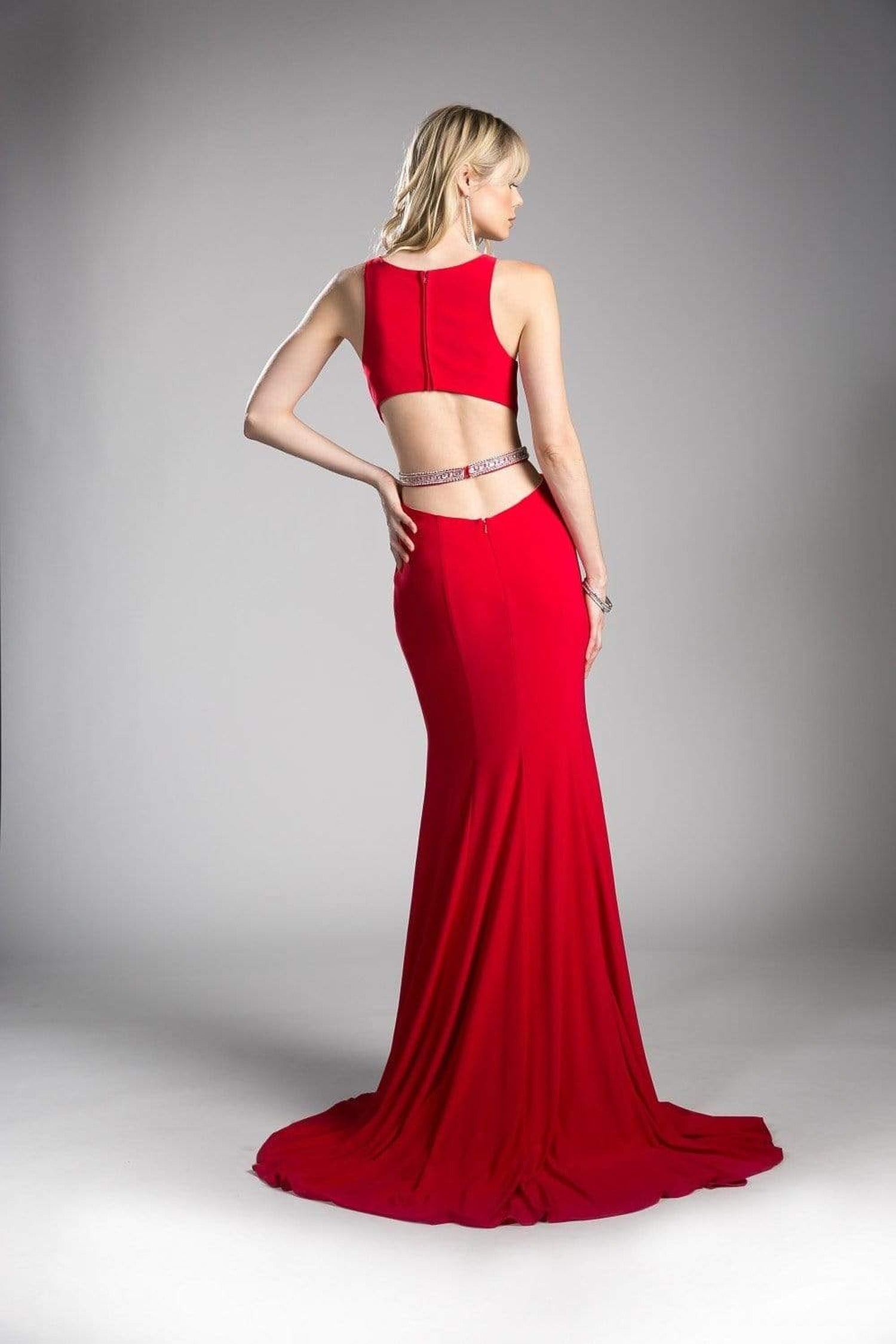 Cinderella Divine - 62806 Peaked Illusion Paneled Cutout Long Gown