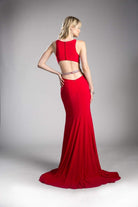 Cinderella Divine - 62806 Peaked Illusion Paneled Cutout Long Gown - back view