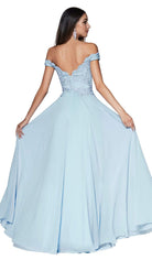 Cinderella Divine - 7258 Flowy Chiffon Lace Embellished A-Line Gown