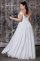 Cinderella Divine - 7258 Flowy Chiffon Lace Embellished A-Line Gown
