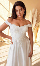 Cinderella Divine 7258W - Off Shoulder Floor Length Bridal Dress