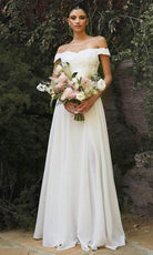 Cinderella Divine 7258W - Off Shoulder Floor Length Bridal Dress - detail view
