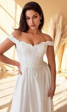 Cinderella Divine 7258W - Off Shoulder Floor Length Bridal Dress - view 4