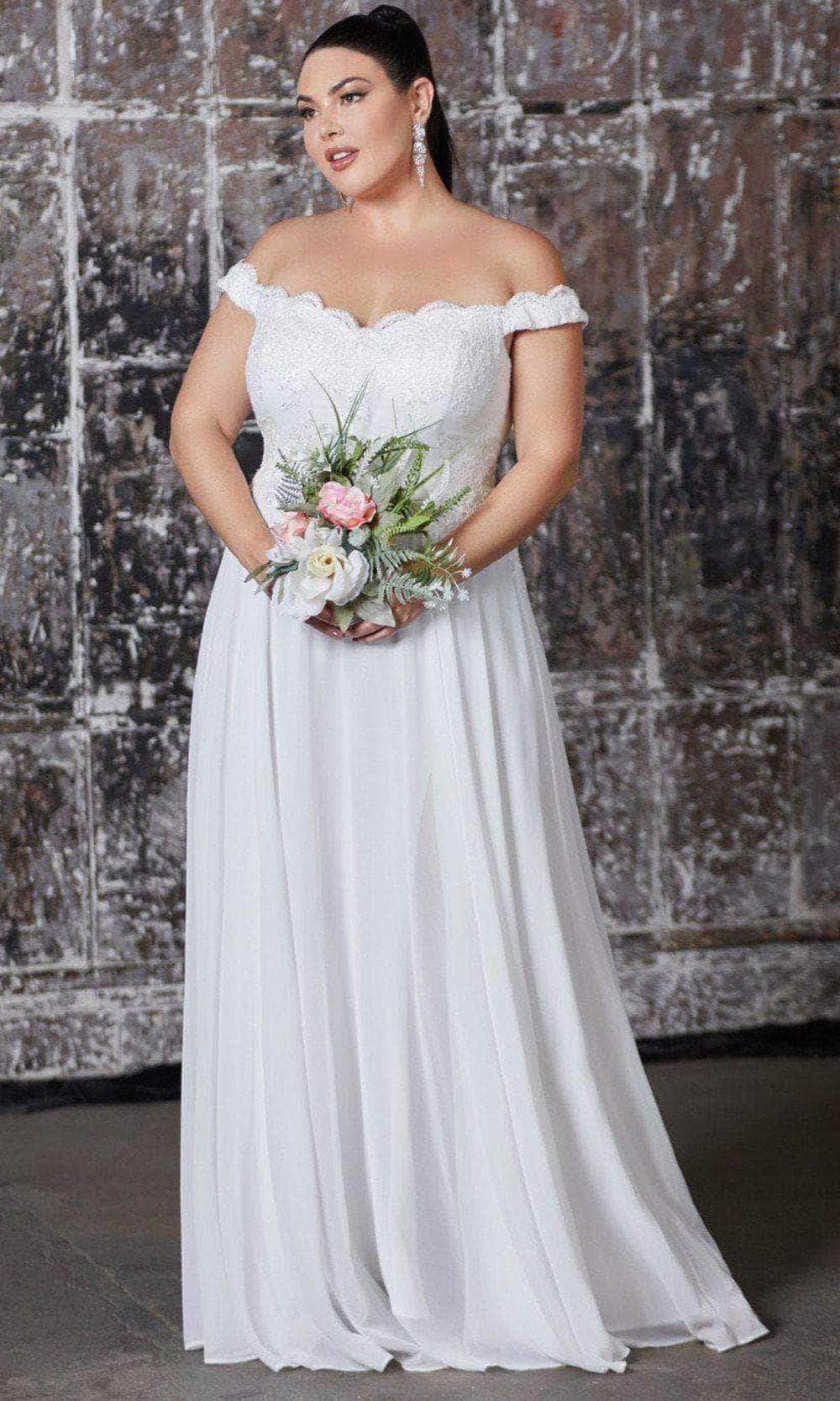 Cinderella Divine 7258W - Off Shoulder Floor Length Bridal Dress - view 6