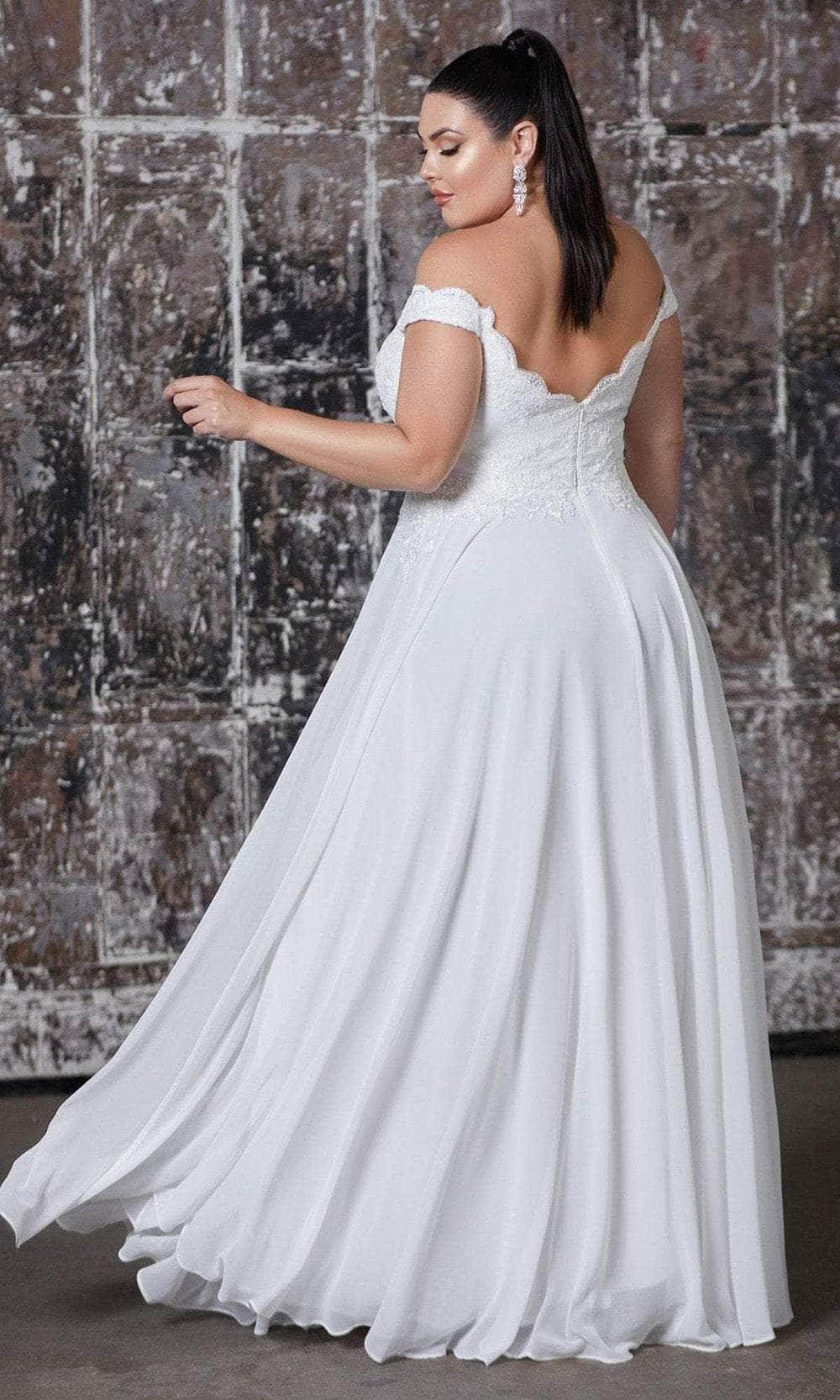 Cinderella Divine 7258W - Off Shoulder Floor Length Bridal Dress - view 7