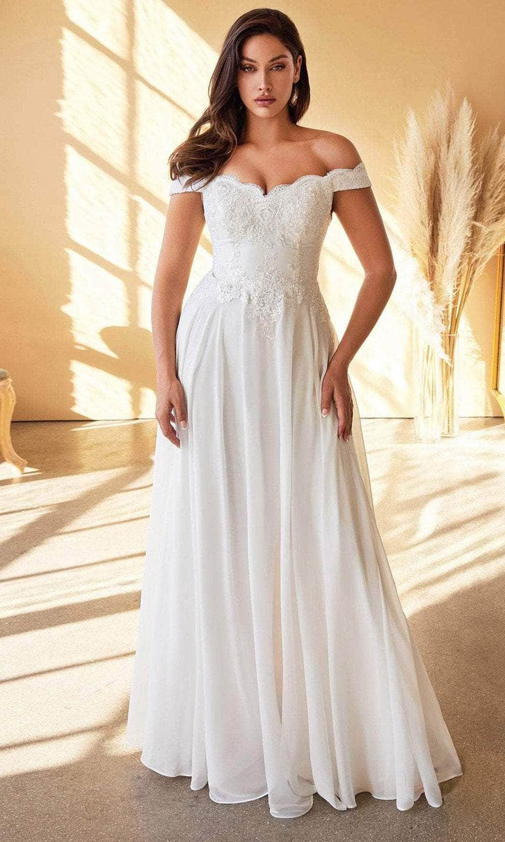 Cinderella Divine 7258W - Off Shoulder Floor Length Bridal Dress - Silhouette Dresses