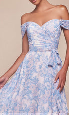 Cinderella Divine 7441 - Floral Print A-Line Evening Gown - view 4