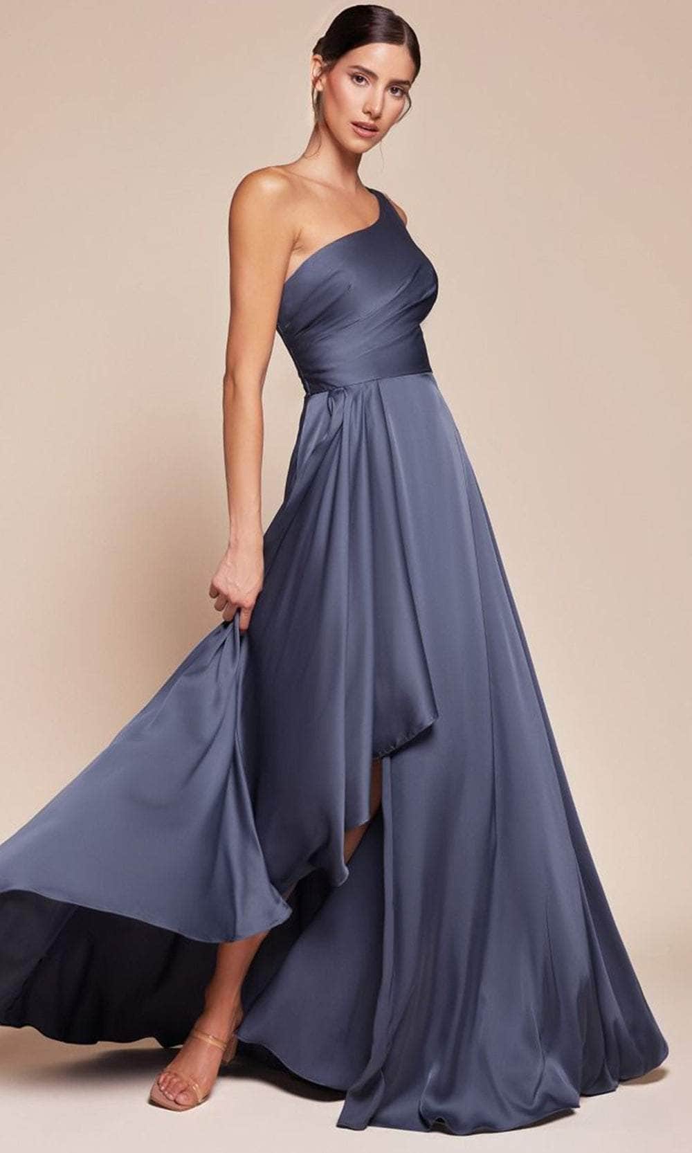 Cinderella Divine 7450 - Asymmetrical Hem Long Gown - back view
