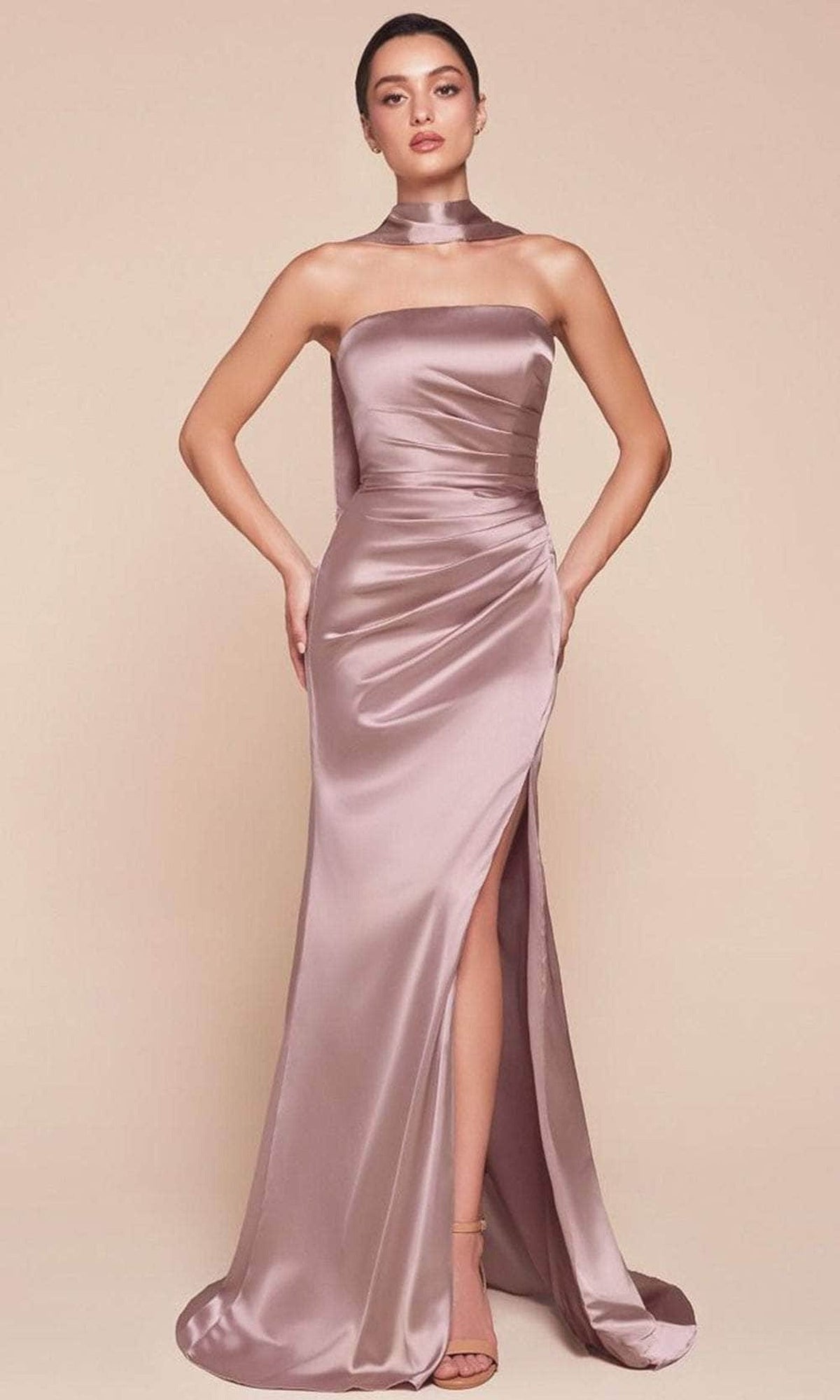 Cinderella Divine 7451 - Strapless Satin Long Gown