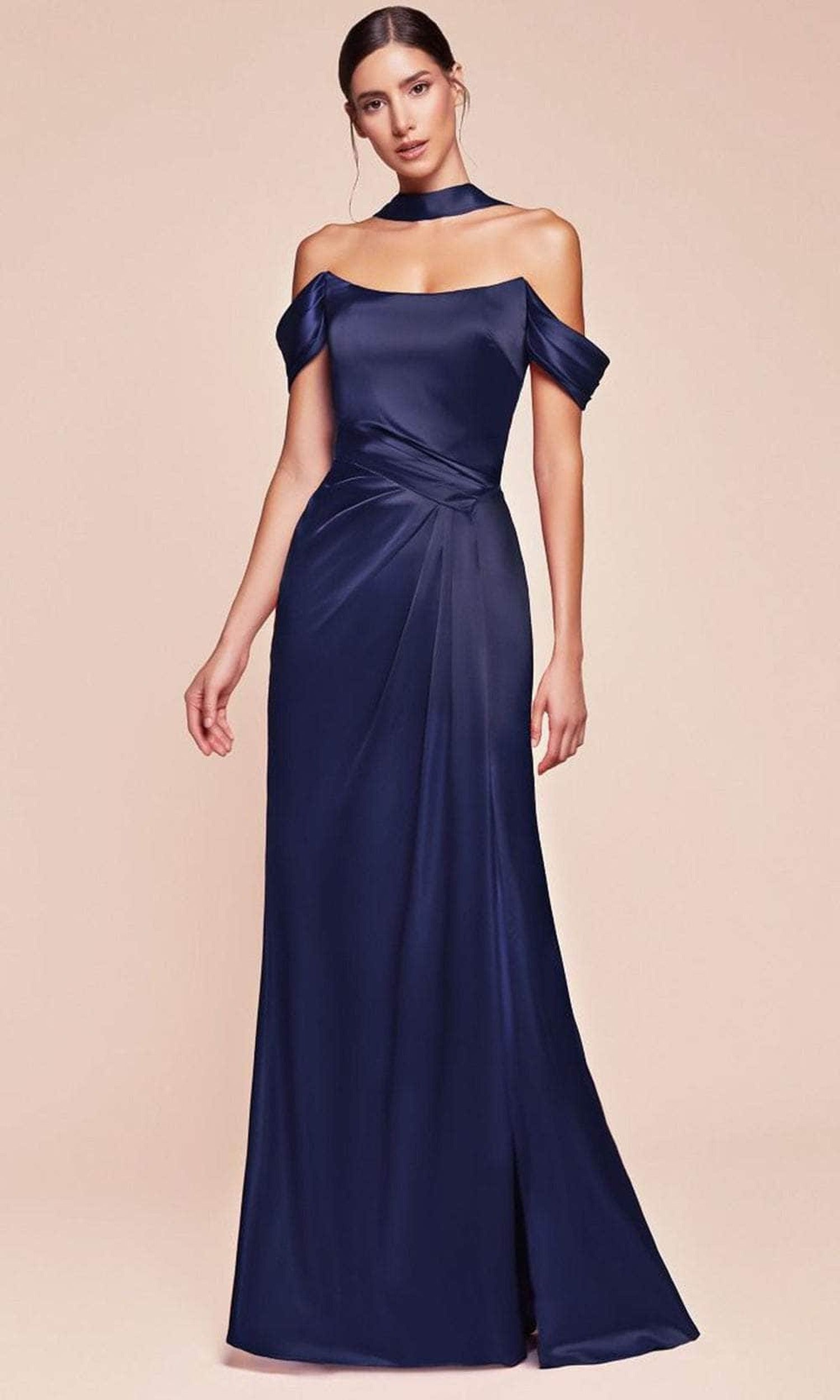 Cinderella Divine 7452 - High Slit Satin Long Gown