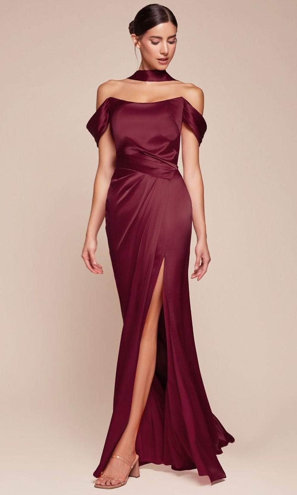 Cinderella Divine 7452 - High Slit Satin Long Gown - view 10