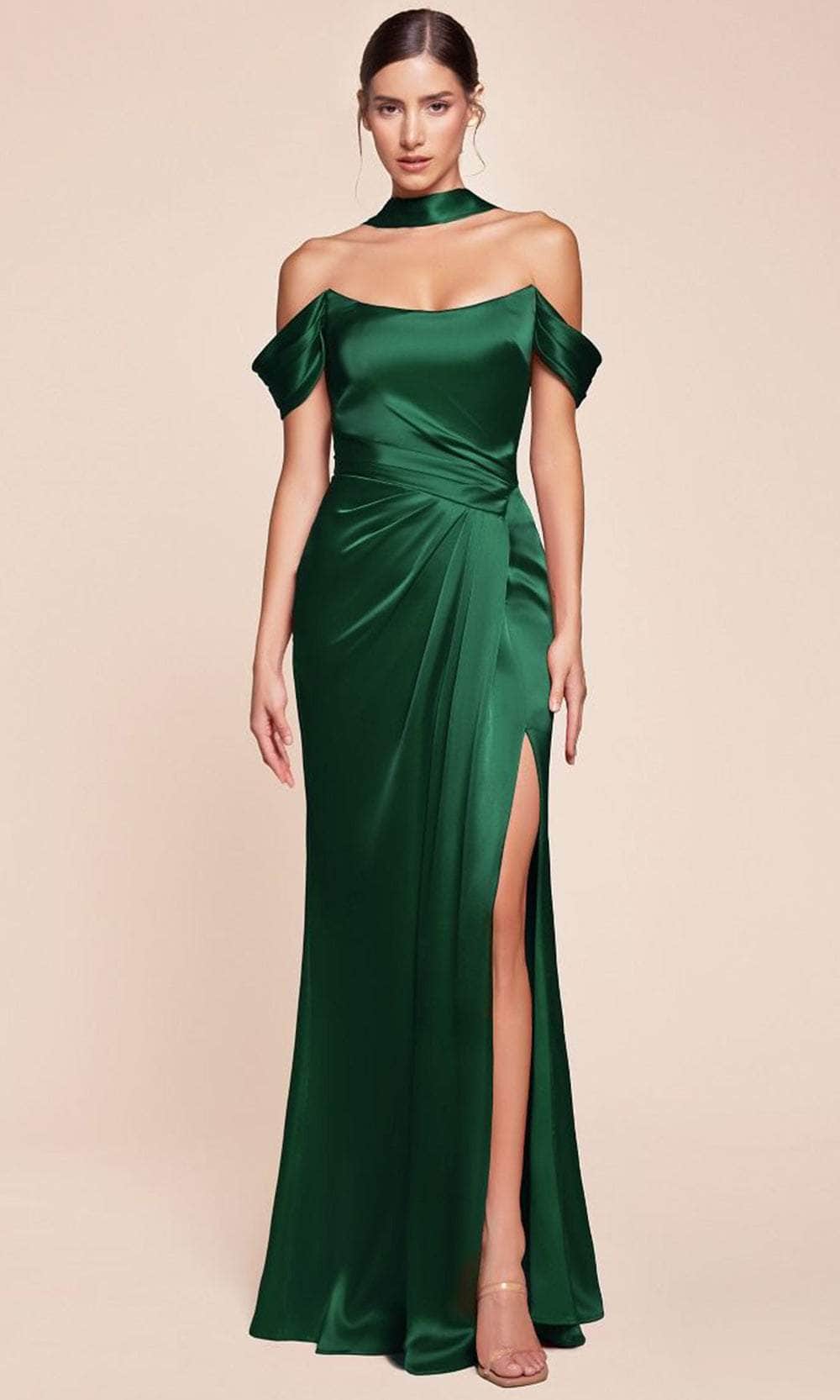 Cinderella Divine 7452 - High Slit Satin Long Gown - view 6
