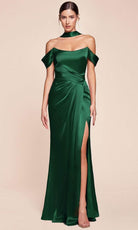 Cinderella Divine 7452 - High Slit Satin Long Gown - view 6