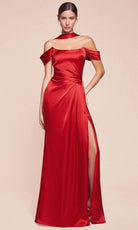 Cinderella Divine 7452 - High Slit Satin Long Gown - view 8