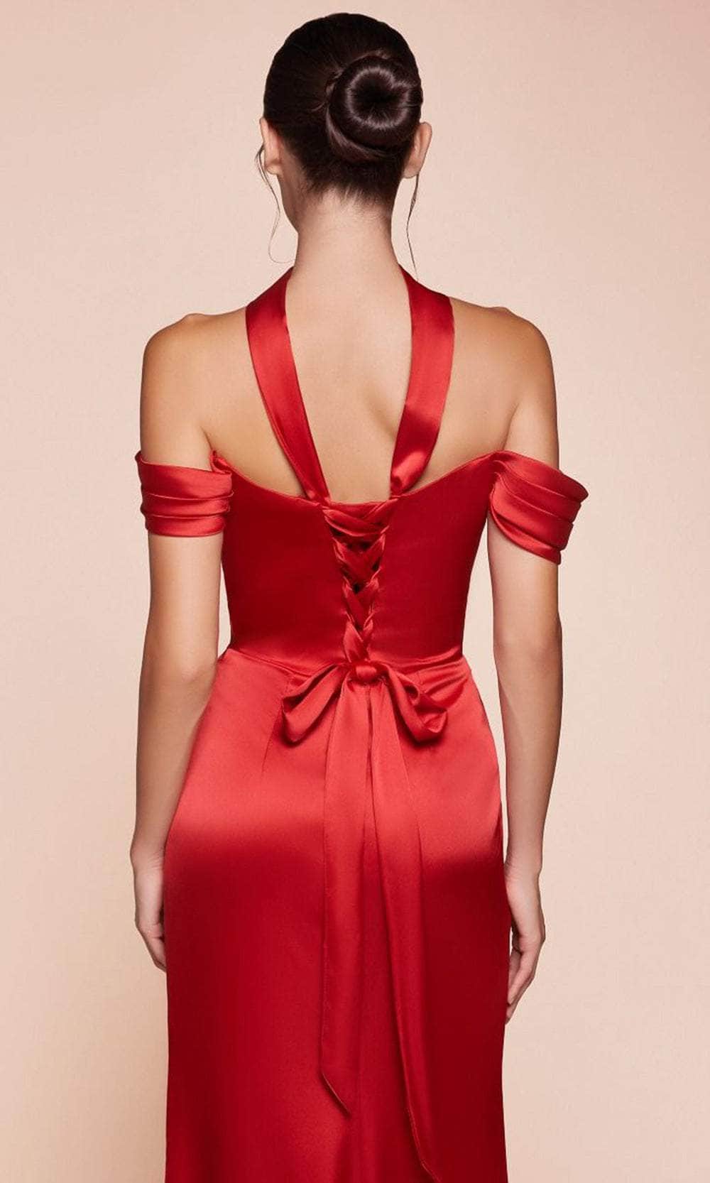 Cinderella Divine 7452 - High Slit Satin Long Gown - view 9