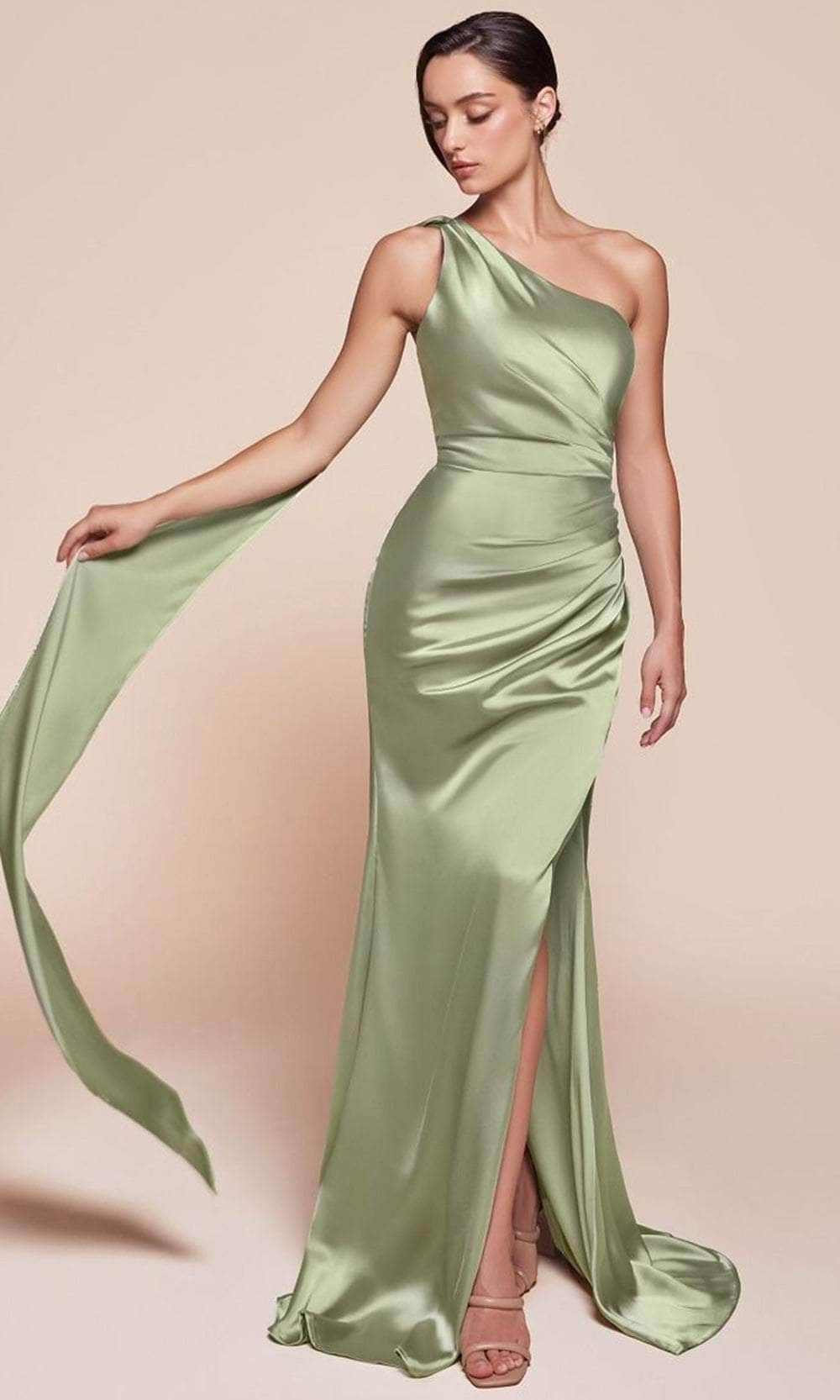 Cinderella Divine 7454 - Fitted One Shoulder Long Gown - view 7