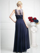 Cinderella Divine - 7458 Illusion Neckline Chiffon Empire Waist Gown