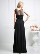 Cinderella Divine - 7458 Illusion Neckline Chiffon Empire Waist Gown