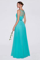 Cinderella Divine - 7458 Illusion Neckline Chiffon Empire Waist Gown - view 6