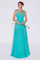 Cinderella Divine - 7458 Illusion Neckline Chiffon Empire Waist Gown - view 7