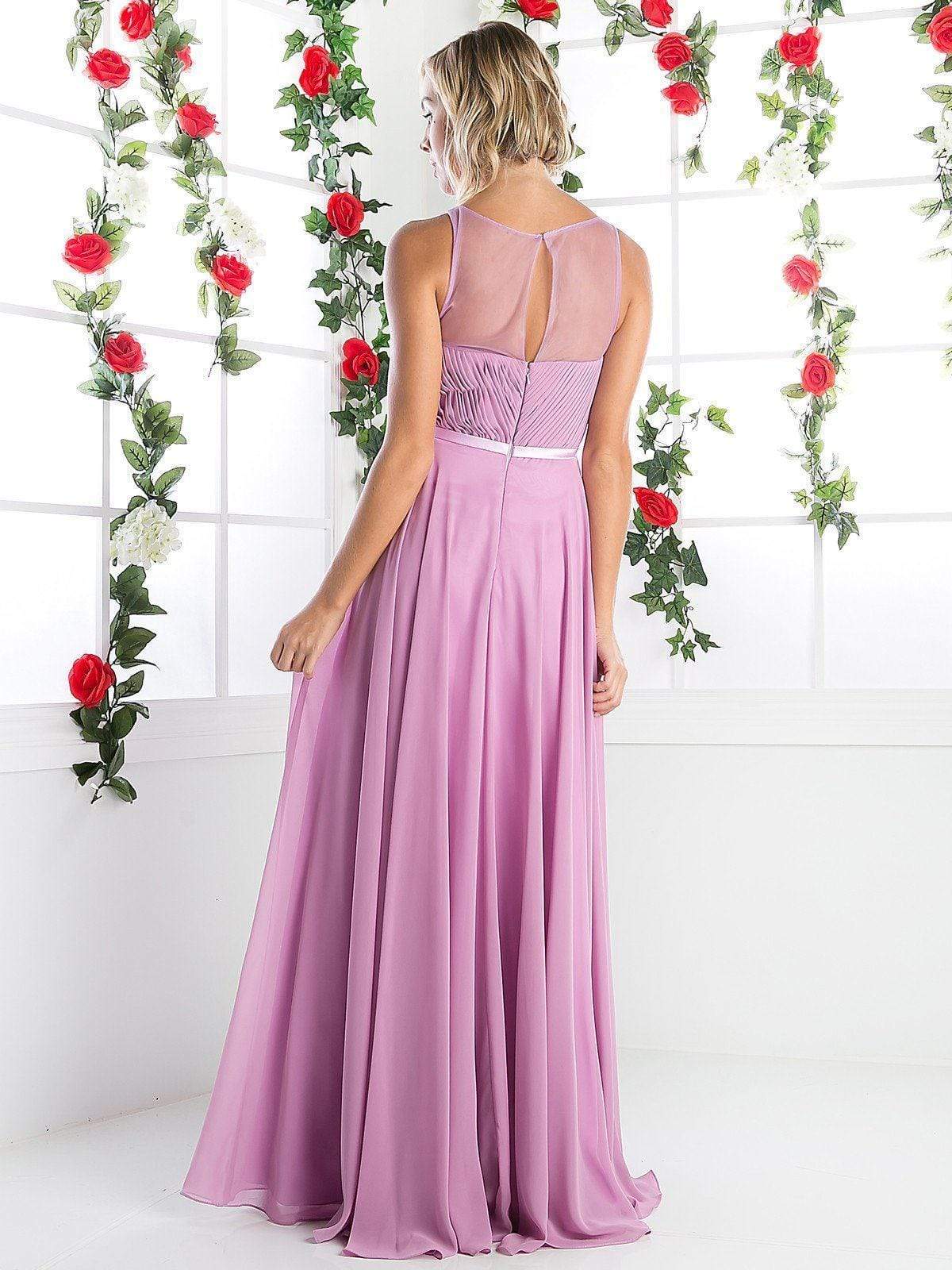Cinderella Divine - 7458 Illusion Neckline Chiffon Empire Waist Gown - view 9
