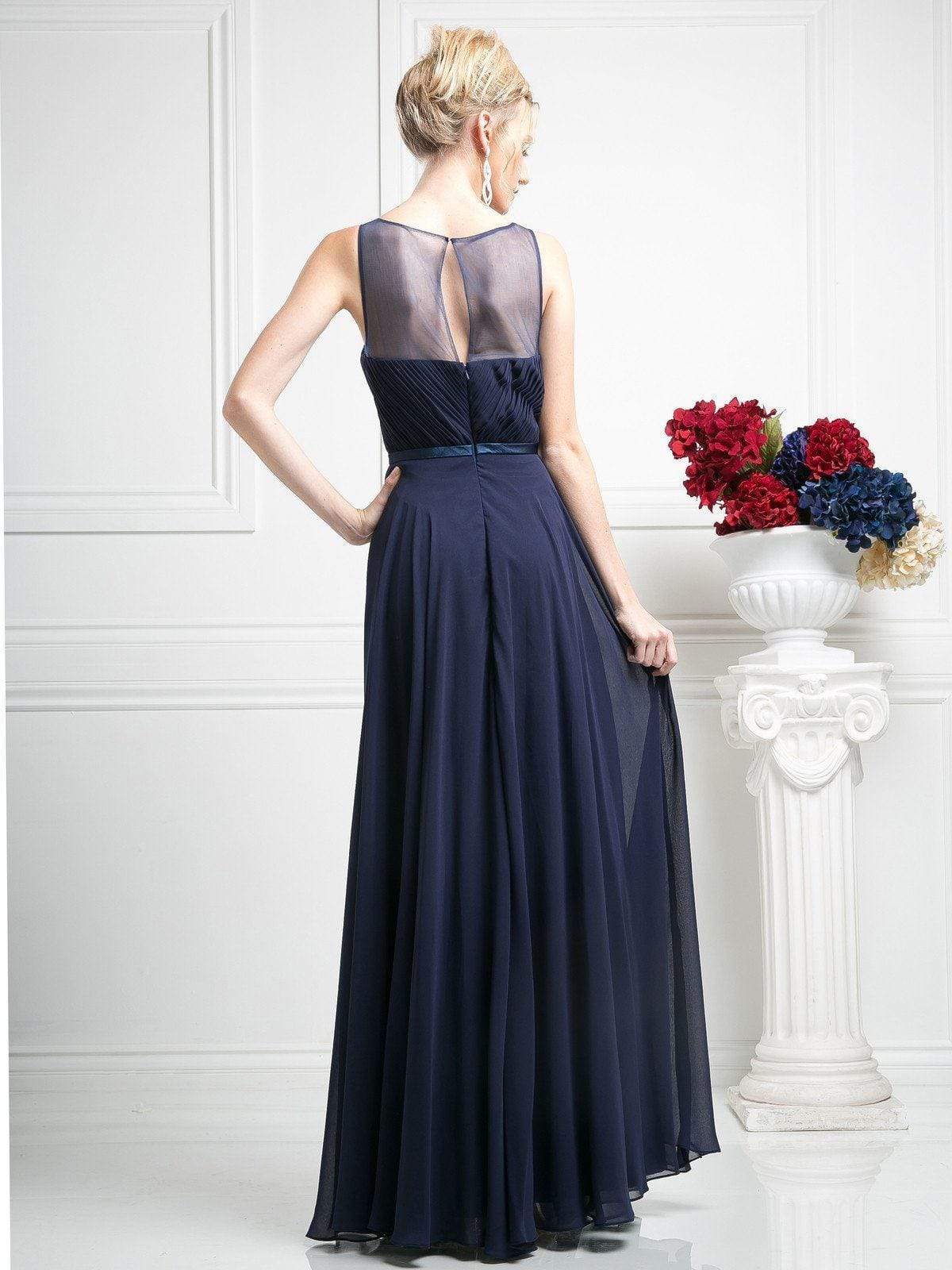 Cinderella Divine - 7458 Illusion Neckline Chiffon Empire Waist Gown - view 11