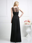 Cinderella Divine - 7458 Illusion Neckline Chiffon Empire Waist Gown - back view