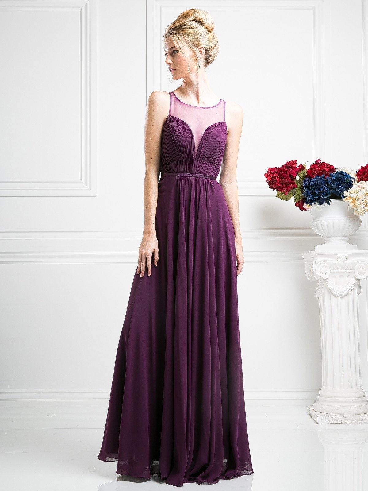 Cinderella Divine - 7458 Illusion Neckline Chiffon Empire Waist Gown - view 12