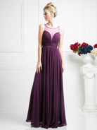 Cinderella Divine - 7458 Illusion Neckline Chiffon Empire Waist Gown - view 12