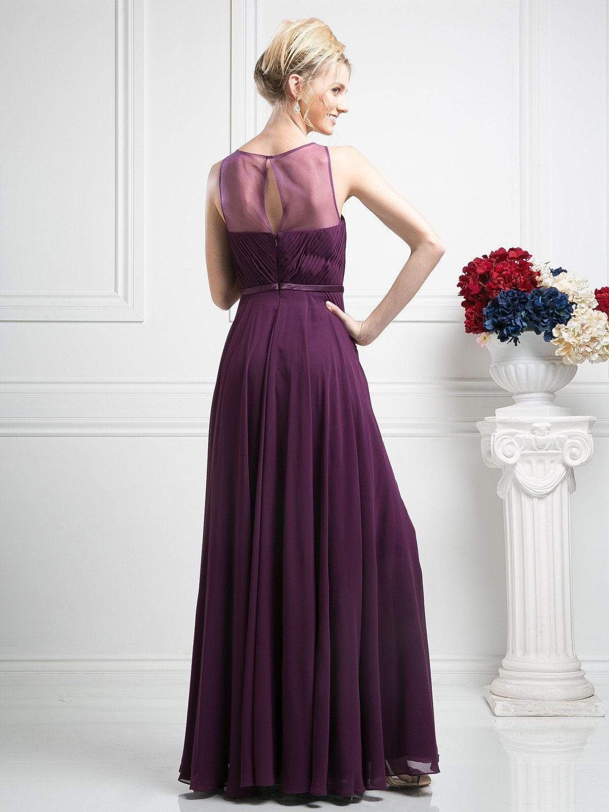 Cinderella Divine - 7458 Illusion Neckline Chiffon Empire Waist Gown - view 13