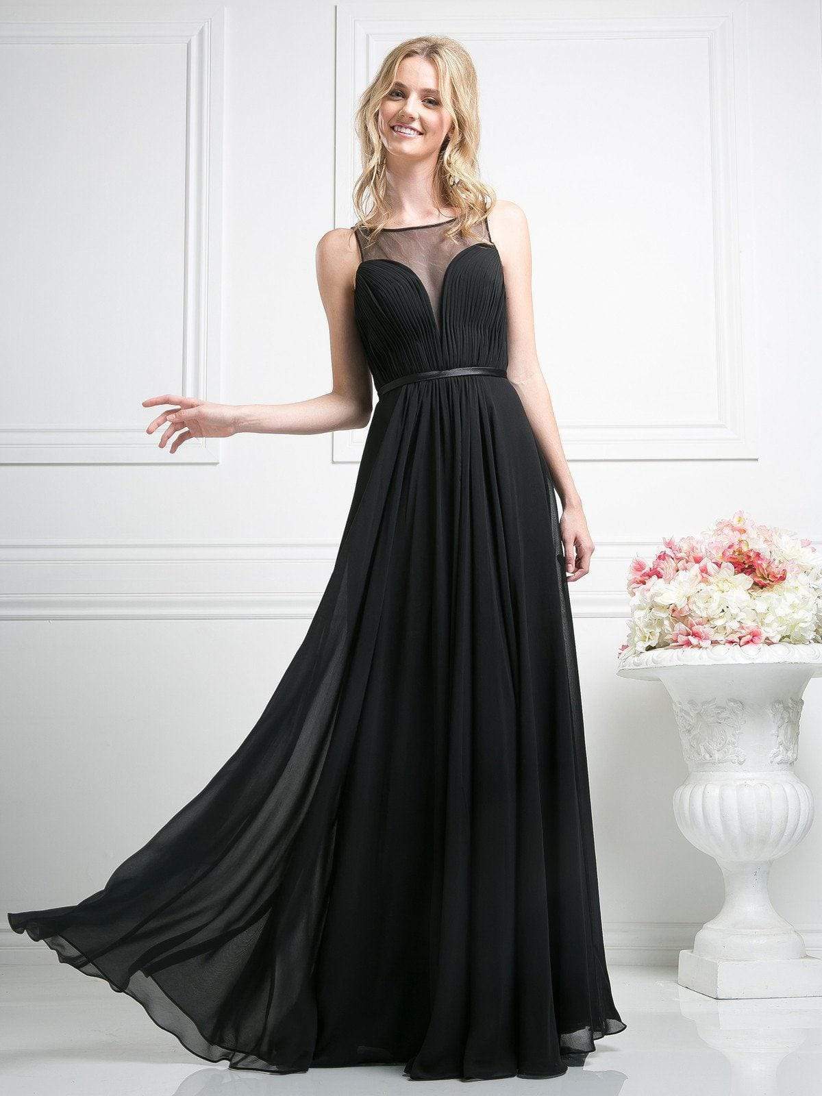 Cinderella Divine - 7458 Illusion Neckline Chiffon Empire Waist Gown - designer formal gown at Silhouette Dresses