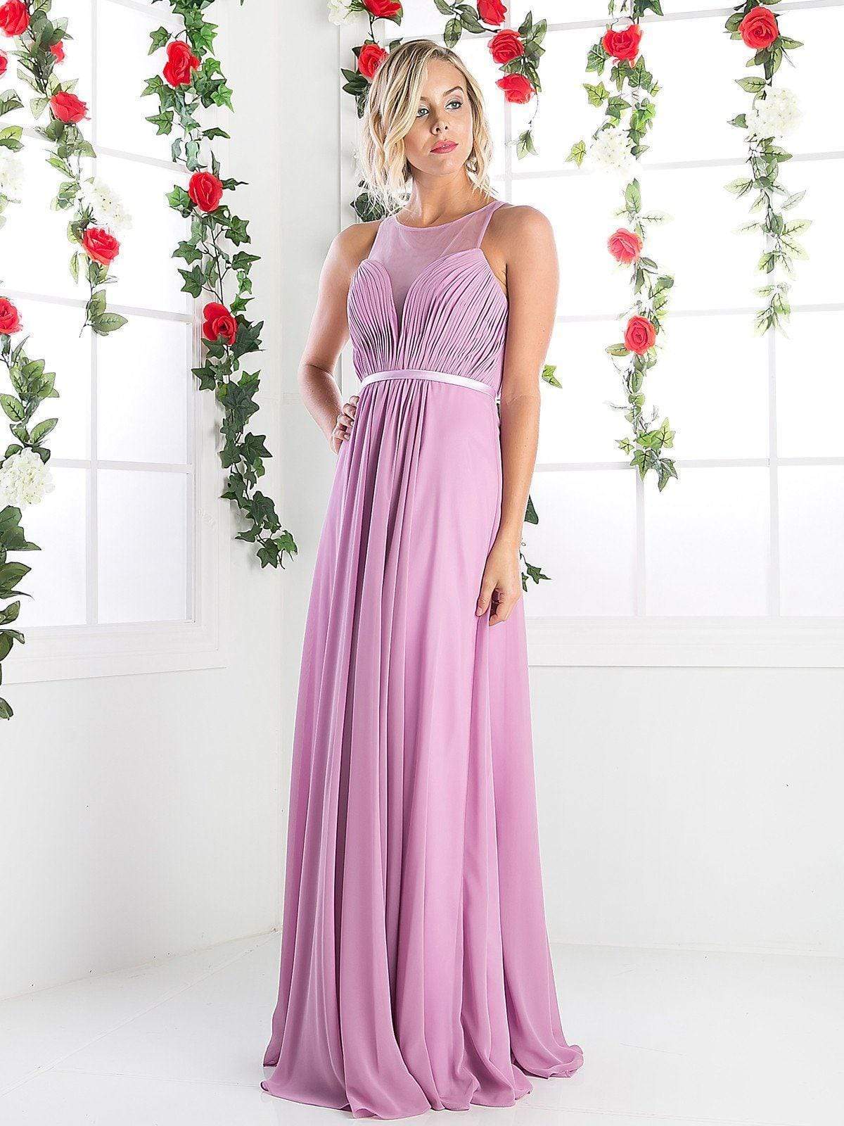 Cinderella Divine - 7458 Illusion Neckline Chiffon Empire Waist Gown - view 8