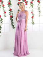 Cinderella Divine - 7458 Illusion Neckline Chiffon Empire Waist Gown - view 8
