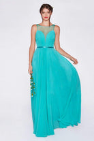 Cinderella Divine - 7458 Illusion Neckline Chiffon Empire Waist Gown - view 5