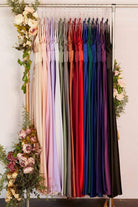 Cinderella Divine - 7469 V Neck High Slit Satin Flowy A-Line Dress - view 14
