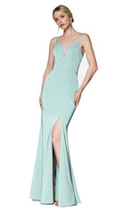Cinderella Divine - 7470 Fitted Empire Waist Sleeveless Long Dress - view 12
