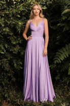 Cinderella Divine - 7472 Spaghetti Straps V Neck Wrap Satin Gown - view 8
