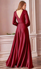 Cinderella Divine - 7475 Plunging V Neck High Slit Long dress - back view