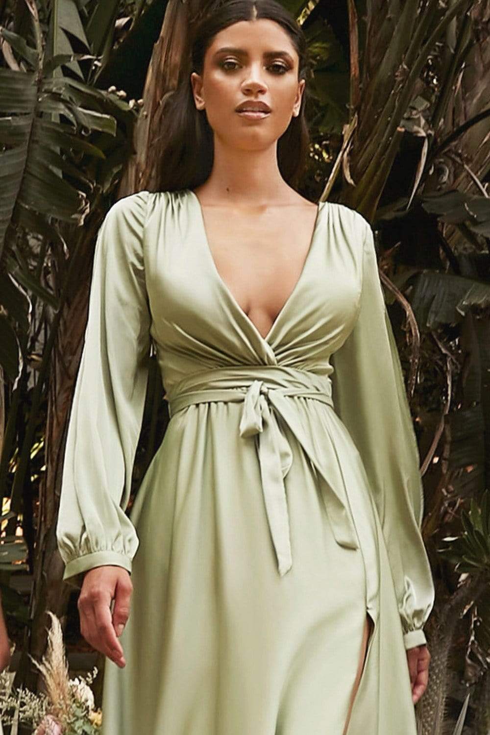 Cinderella Divine - 7475 Plunging V Neck High Slit Long dress - view 12