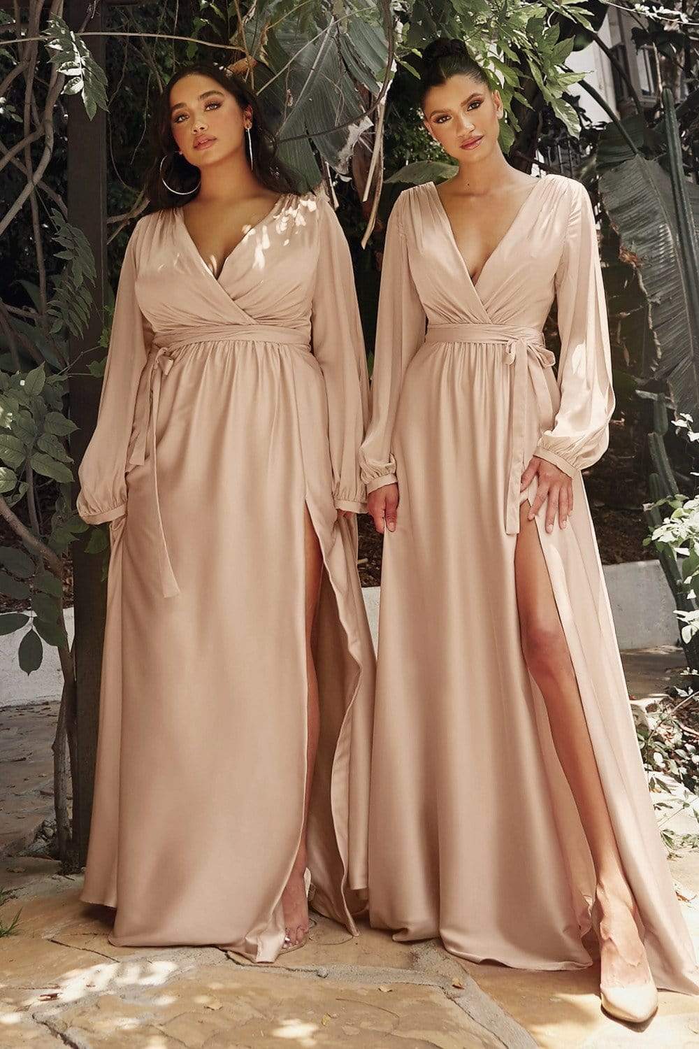 Cinderella Divine - 7475 Plunging V Neck High Slit Long dress - view 9