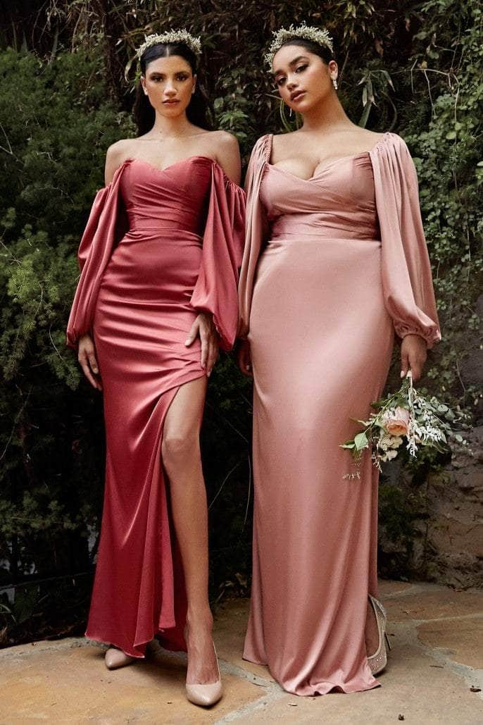 Cinderella Divine - 7482 Billowy Sleeve High Slit Gown - view 13