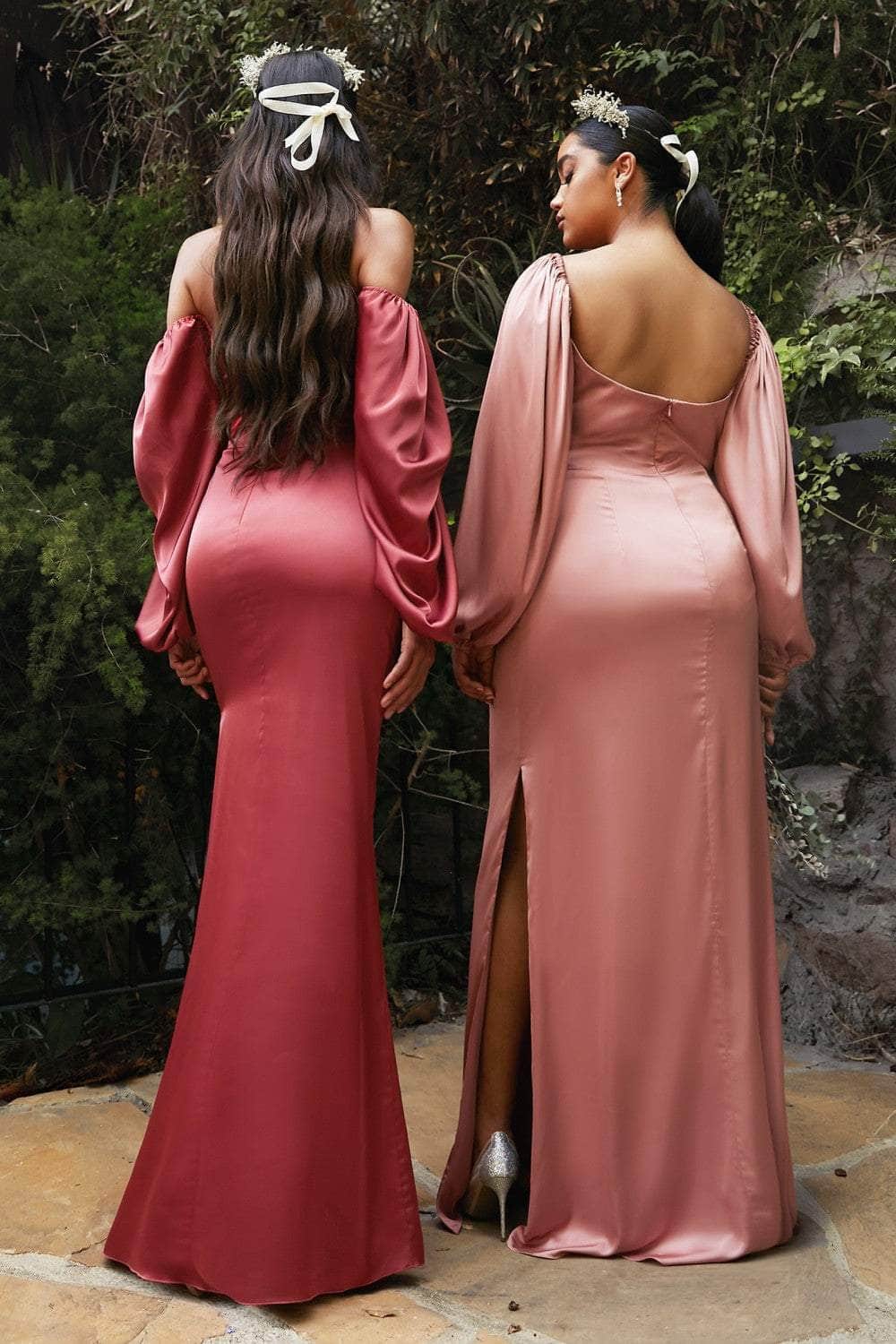 Cinderella Divine - 7482 Billowy Sleeve High Slit Gown - view 14