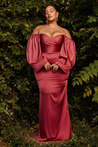 Cinderella Divine - 7482C Sweetheart Satin Sheath Dress