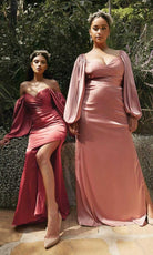 Cinderella Divine - 7482C Sweetheart Satin Sheath Dress - view 7